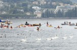 In migliaia al grande Abbraccio del Lago, in acqua e a terra