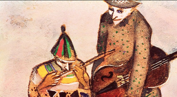 Marc Chagall - I musicanti, ca 1911 tempera su carta grigia, 18,5 x 18,7 cm Galleria di Stato Tretjakov di Mosca © The State Tretyakov Gallery, Moscow, Russia © Chagall ®, by SIAE 2018