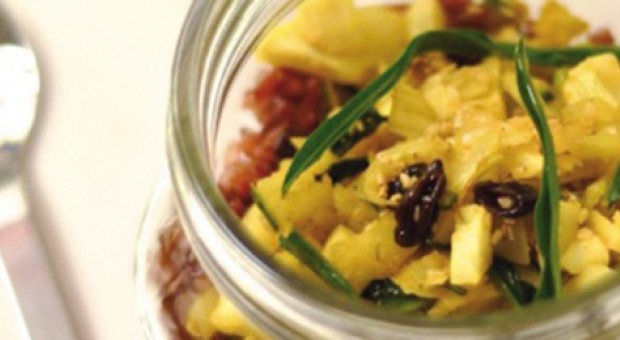 Riso rosso con dadolata di cicoria(torsolo),ceci e curcuma
