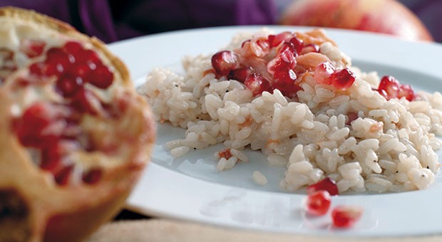 Risotto melagrana e pancetta